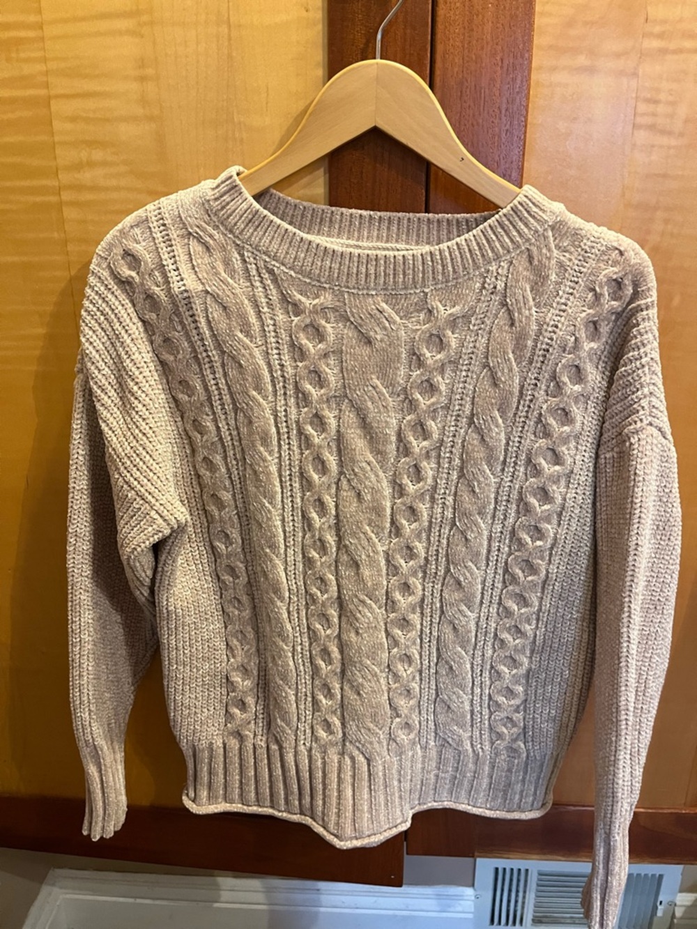 Rachel Zoe Cream Cable-Knit Crewneck Sweater